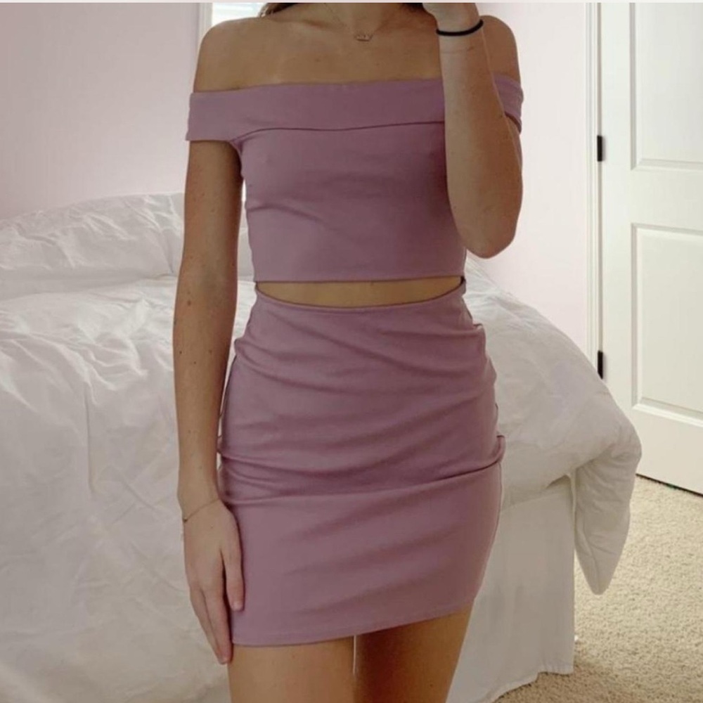 Silence + Noise Lavender Off-Shoulder Skirt Set